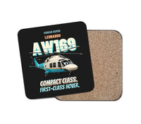 Thumbnail for Leonardo AW169 - Compact class. First-class hover. design on black 1 piece coaster