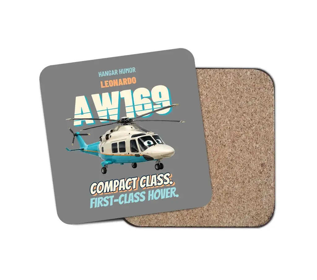 Leonardo AW169 - Compact class. First-class hover. design on gray 1 piece coaster