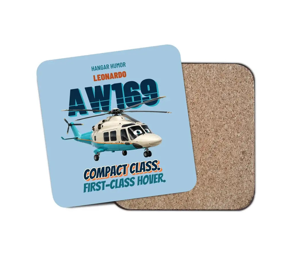 Leonardo AW169 - Compact class. First-class hover. design on light blue 1 piece coaster