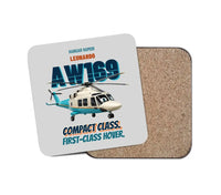Thumbnail for Leonardo AW169 - Compact class. First-class hover. design on light gray 1 piece coaster