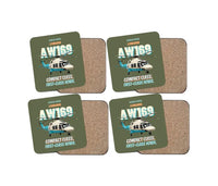 Thumbnail for Leonardo AW169 - Compact class. First-class hover. design on green army 4 pieces set coaster