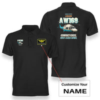 Thumbnail for Leonardo AW169 - Compact class. First-class hover. design on black polo t-shirt with custom name badge
