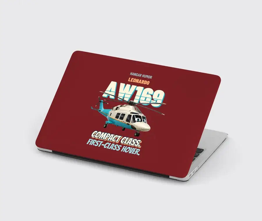Leonardo AW169 - Compact class. First-class hover. design on dark red MacBook case