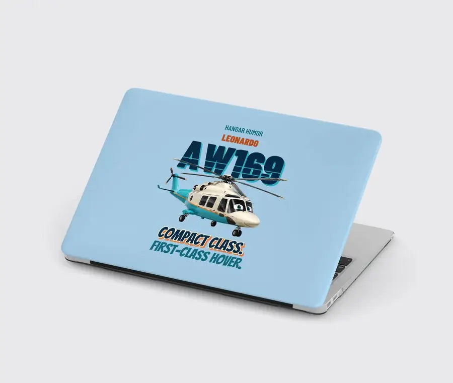 Leonardo AW169 - Compact class. First-class hover. design on light blue MacBook case