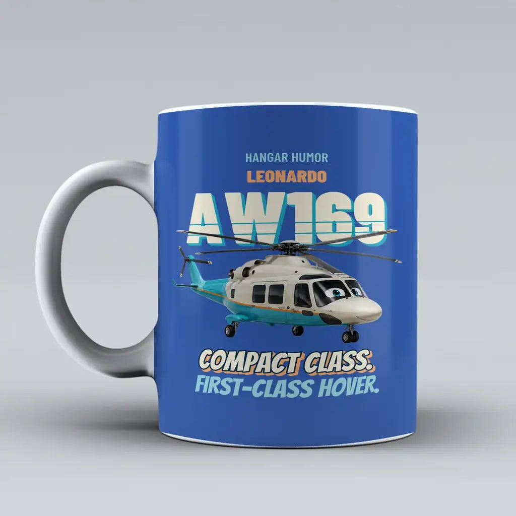 Leonardo AW169 - Compact class. First-class hover. design on blue ceramic mug