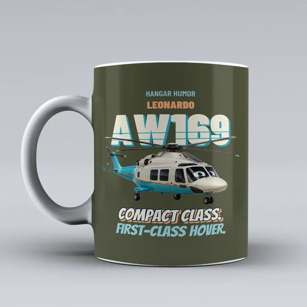 Leonardo AW169 - Compact class. First-class hover. design on green army ceramic mug