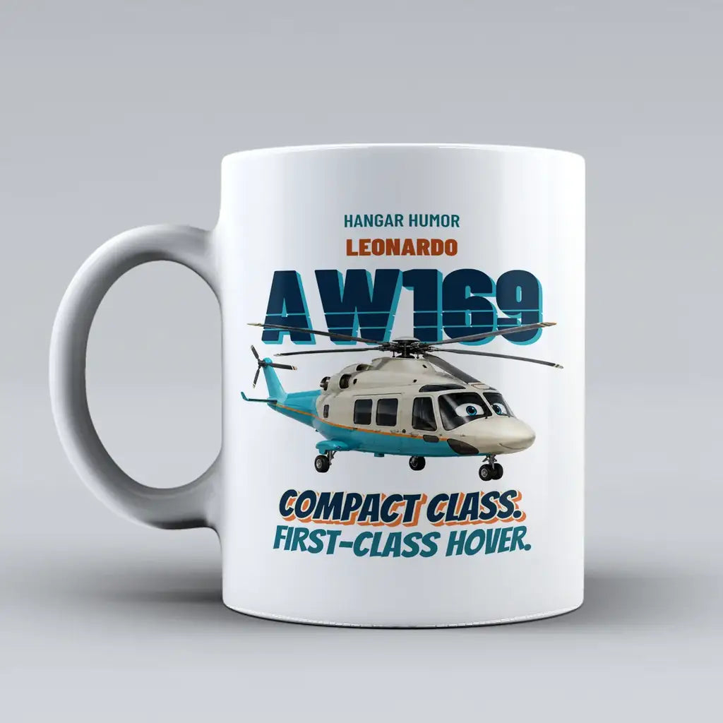 Leonardo AW169 - Compact class. First-class hover. design on white ceramic mug