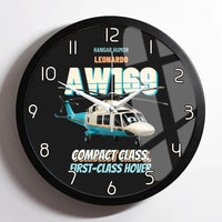 Thumbnail for Leonardo AW169 - Compact class. First-class hover. design on black framed wall clock