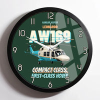 Thumbnail for Leonardo AW169 - Compact class. First-class hover. design on dark green framed wall clock