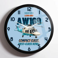Thumbnail for Leonardo AW169 - Compact class. First-class hover. design on light blue framed wall clock