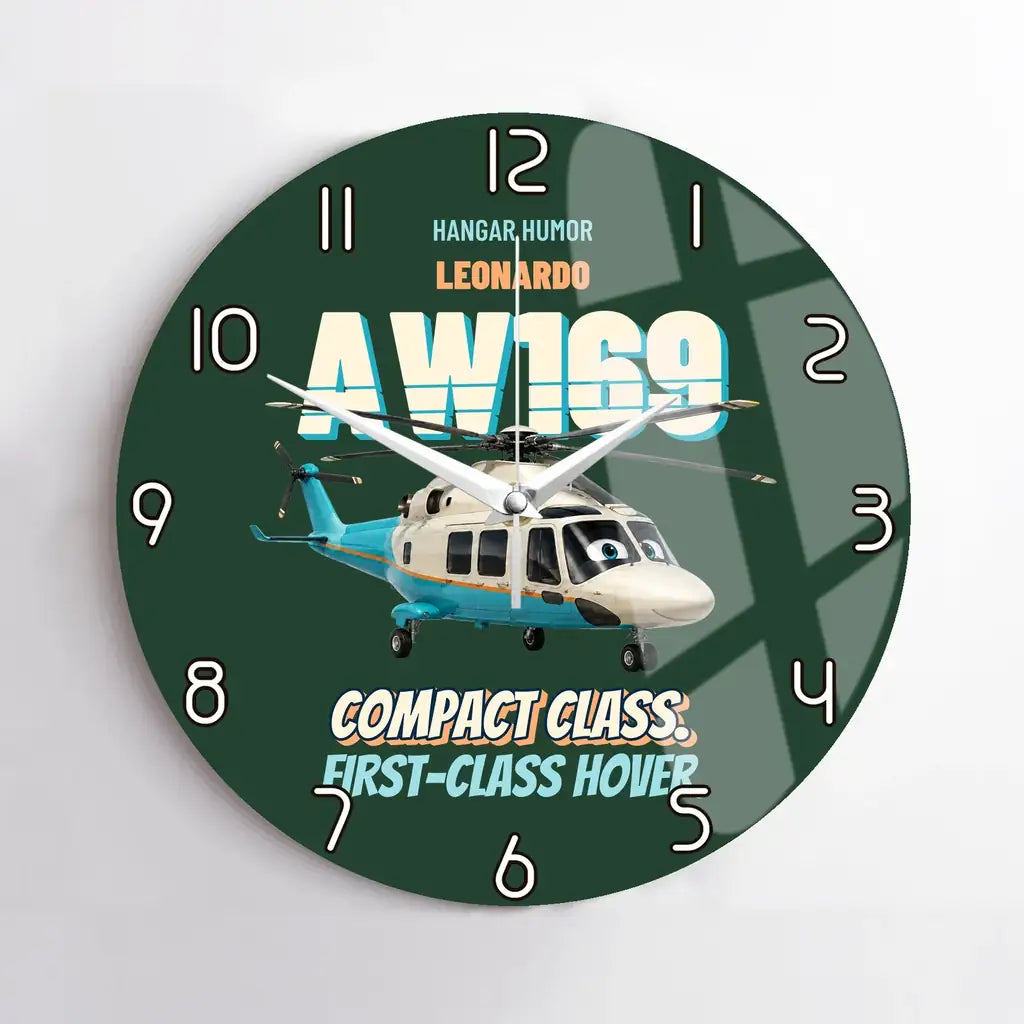 Leonardo AW169 - Compact class. First-class hover. design on dark green no frame wall clock