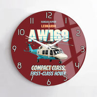 Thumbnail for Leonardo AW169 - Compact class. First-class hover. design on dark red no frame wall clock