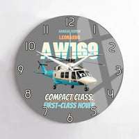 Thumbnail for Leonardo AW169 - Compact class. First-class hover. design on gray no frame wall clock