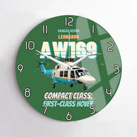 Thumbnail for Leonardo AW169 - Compact class. First-class hover. design on green no frame wall clock