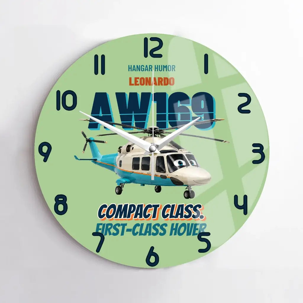 Leonardo AW169 - Compact class. First-class hover. design on light green no frame wall clock