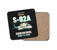 Thumbnail for Sikorsky S-92A - Room for more. Ready to soar. design on black 1 piece coaster