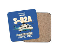 Thumbnail for Sikorsky S-92A - Room for more. Ready to soar. design on blue 1 piece coaster