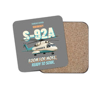 Thumbnail for Sikorsky S-92A - Room for more. Ready to soar. design on gray 1 piece coaster