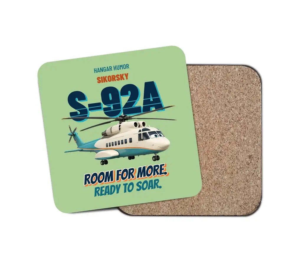 Sikorsky S-92A - Room for more. Ready to soar. design on light green 1 piece coaster