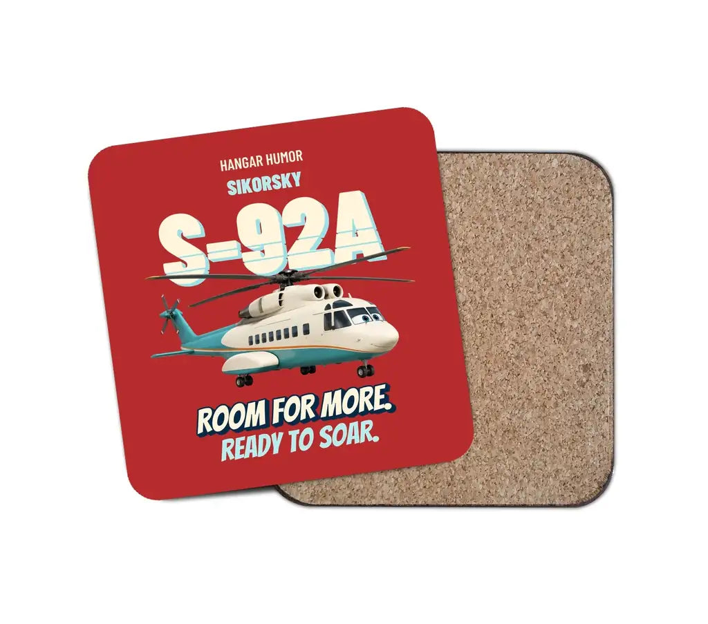 Sikorsky S-92A - Room for more. Ready to soar. design on red 1 piece coaster