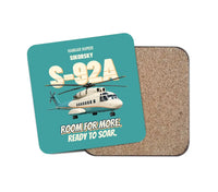 Thumbnail for Sikorsky S-92A - Room for more. Ready to soar. design on turquoise 1 piece coaster
