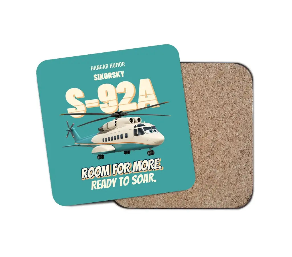 Sikorsky S-92A - Room for more. Ready to soar. design on turquoise 1 piece coaster