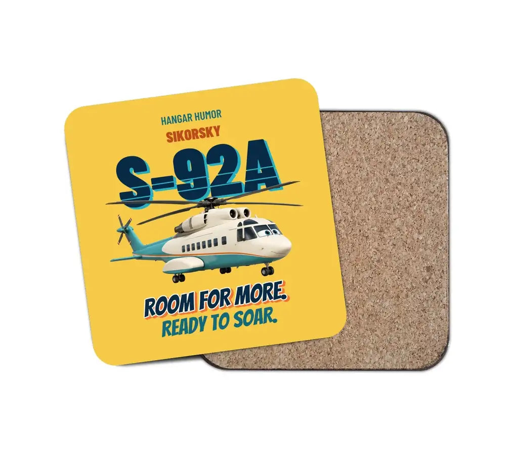 Sikorsky S-92A - Room for more. Ready to soar. design on yellow 1 piece coaster