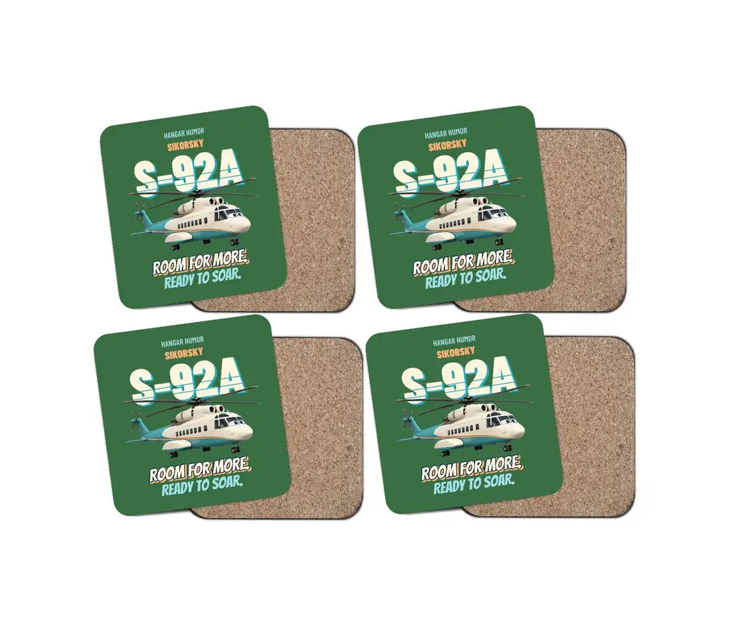 Sikorsky S-92A - Room for more. Ready to soar. design on green 4 pieces set coaster