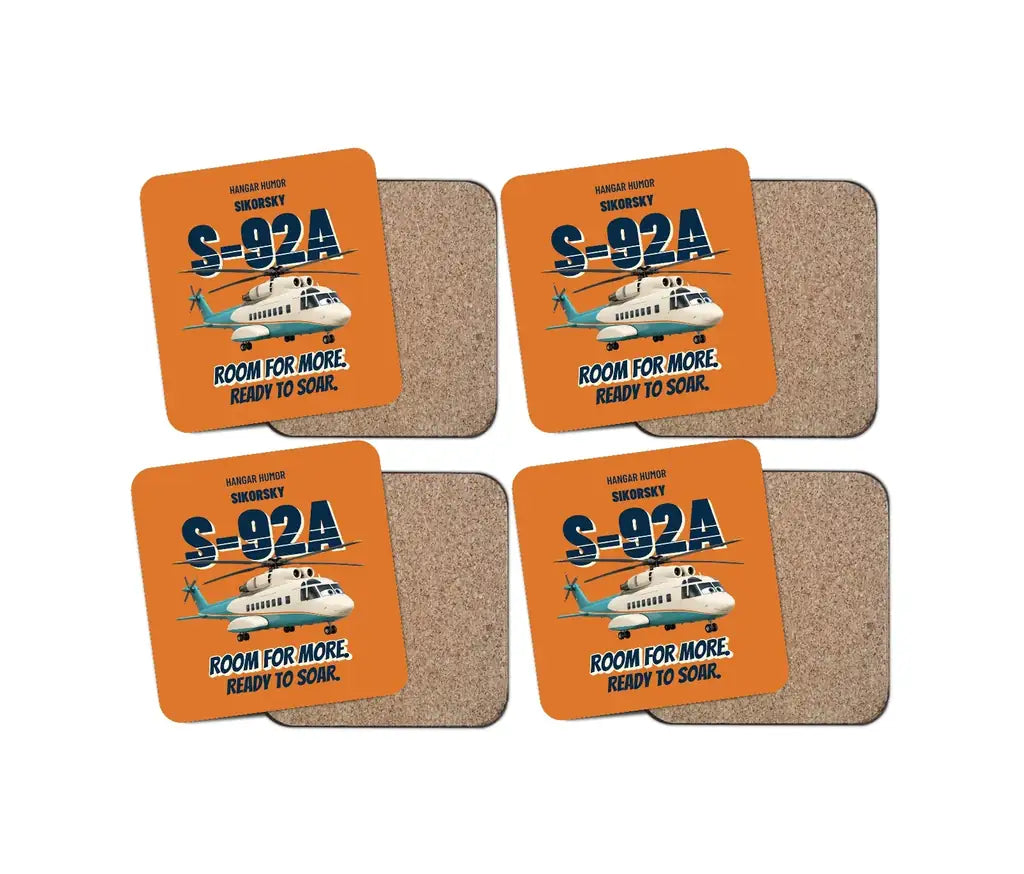Sikorsky S-92A - Room for more. Ready to soar. design on orange 4 pieces set coaster