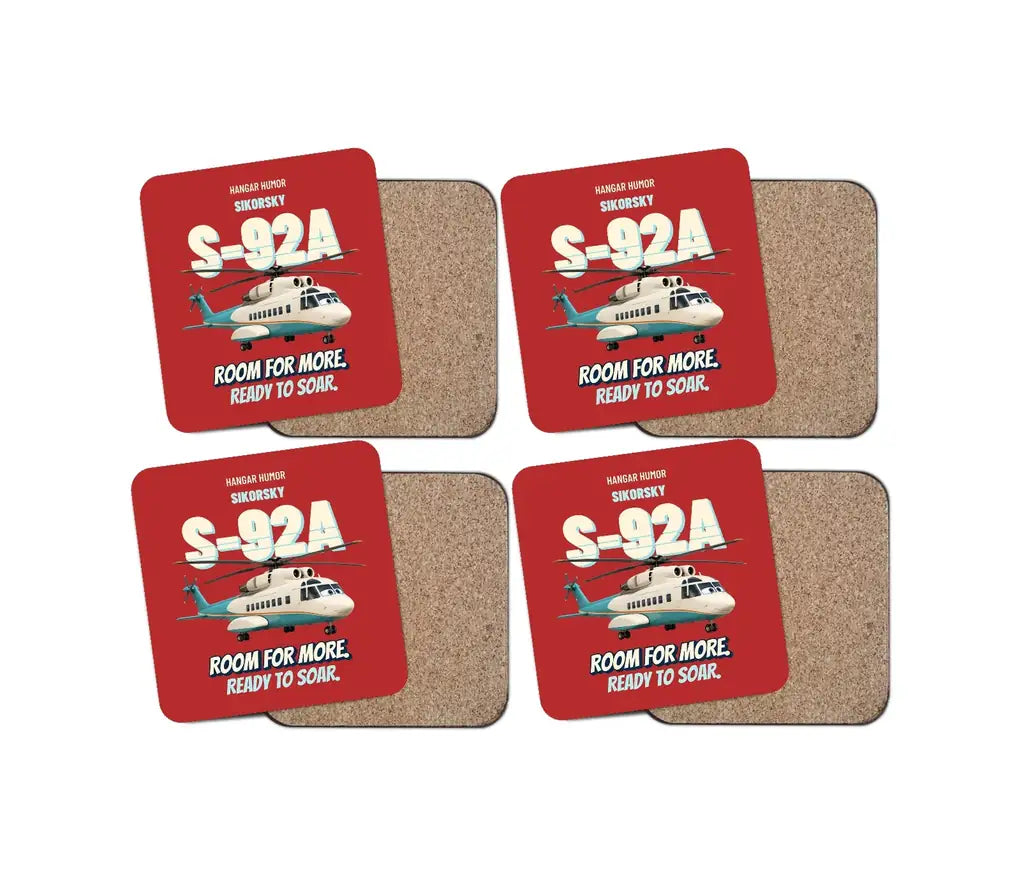 Sikorsky S-92A - Room for more. Ready to soar. design on red 4 pieces set coaster