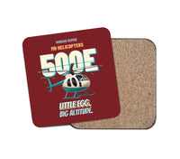 Thumbnail for MD Helicopters MD 500E - Little egg. Big altitude. design on dark red 1 piece coaster