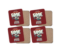 Thumbnail for MD Helicopters MD 500E - Little egg. Big altitude. design on dark red 4 pieces set coaster