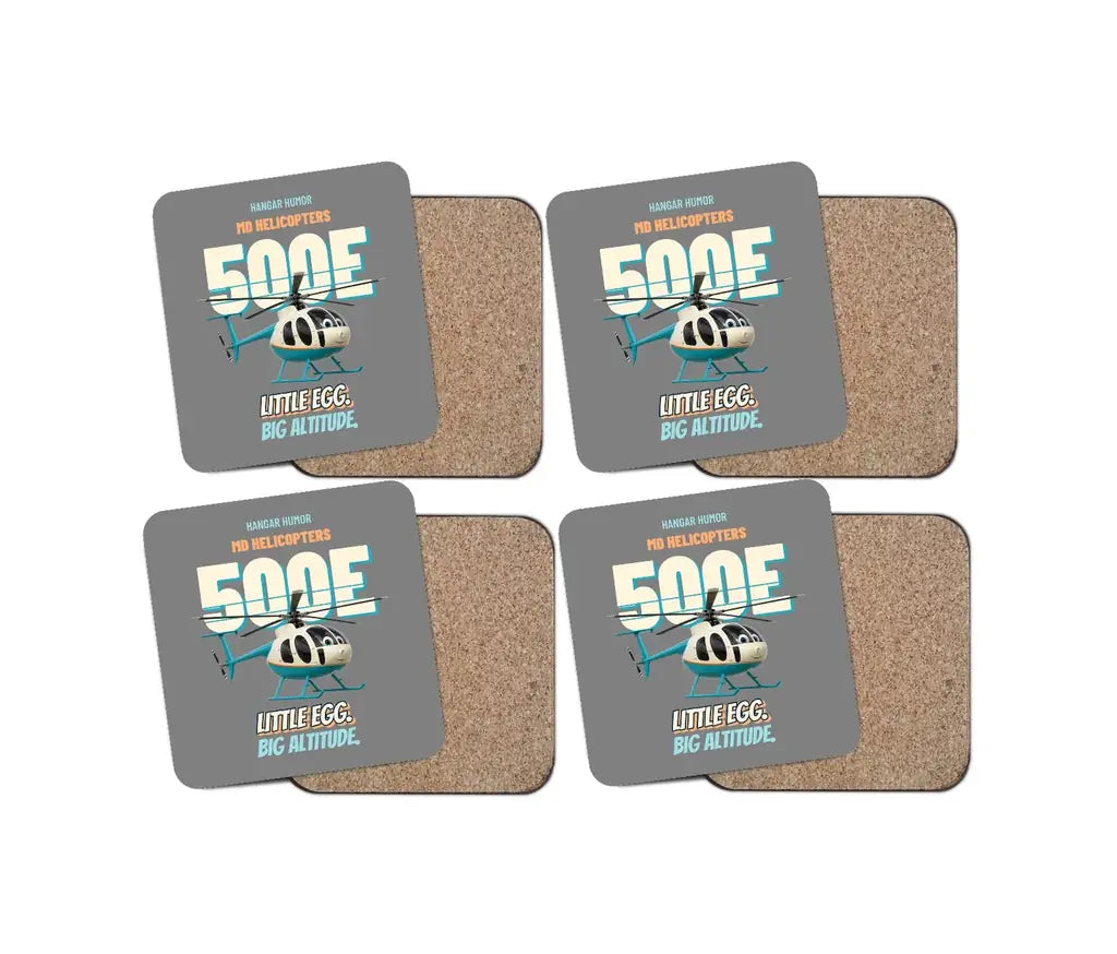 MD Helicopters MD 500E - Little egg. Big altitude. design on gray 4 pieces set coaster