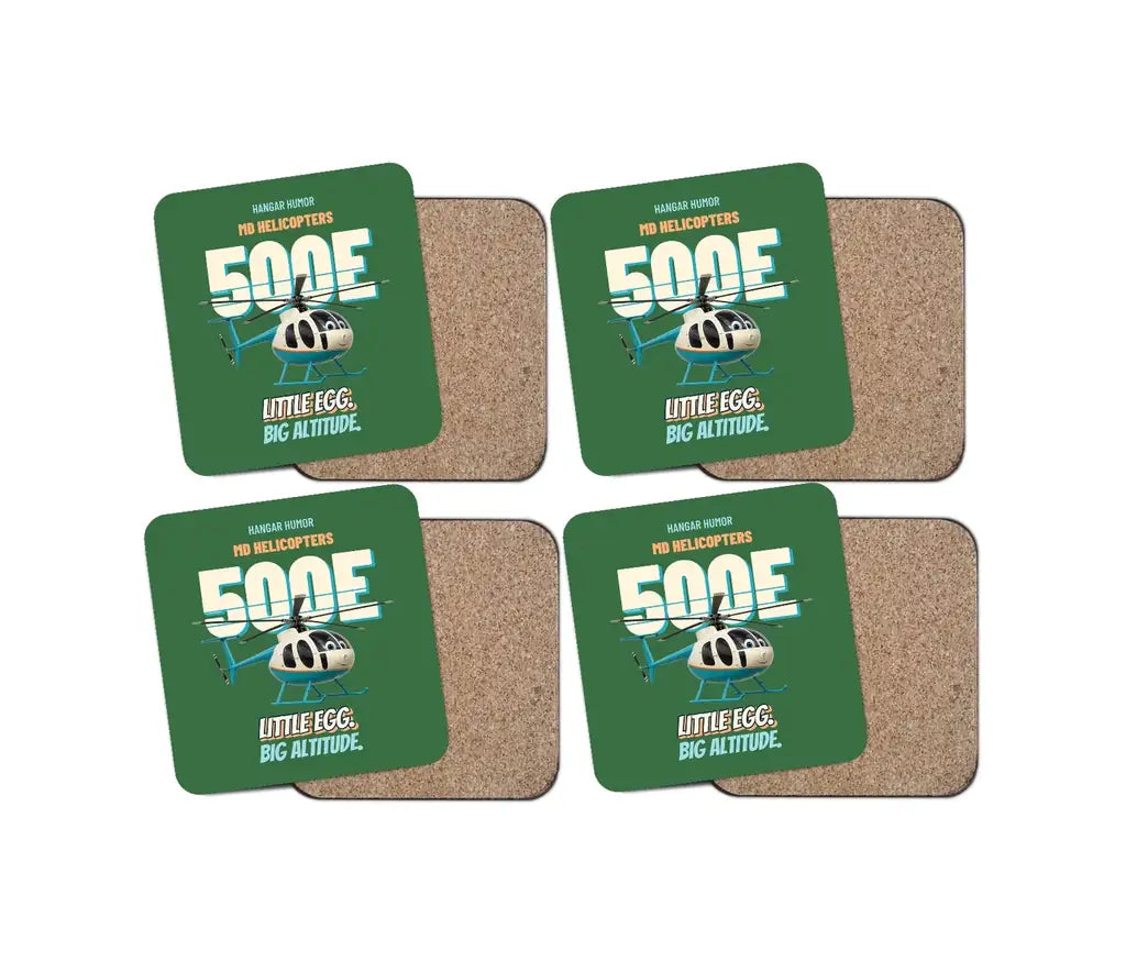 MD Helicopters MD 500E - Little egg. Big altitude. design on green 4 pieces set coaster