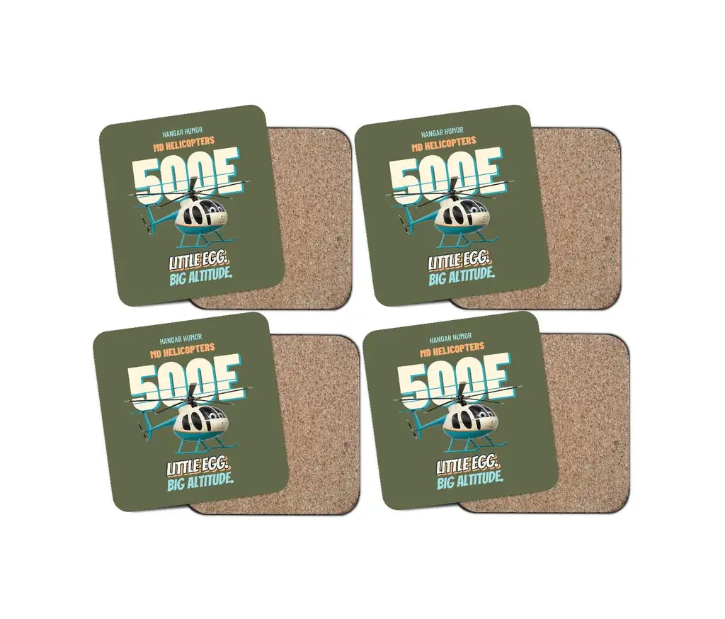 MD Helicopters MD 500E - Little egg. Big altitude. design on green army 4 pieces set coaster