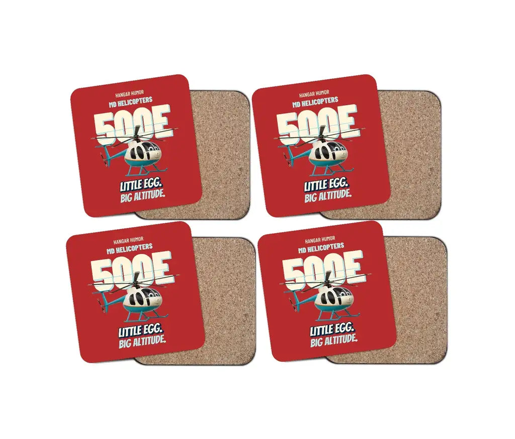 MD Helicopters MD 500E - Little egg. Big altitude. design on red 4 pieces set coaster