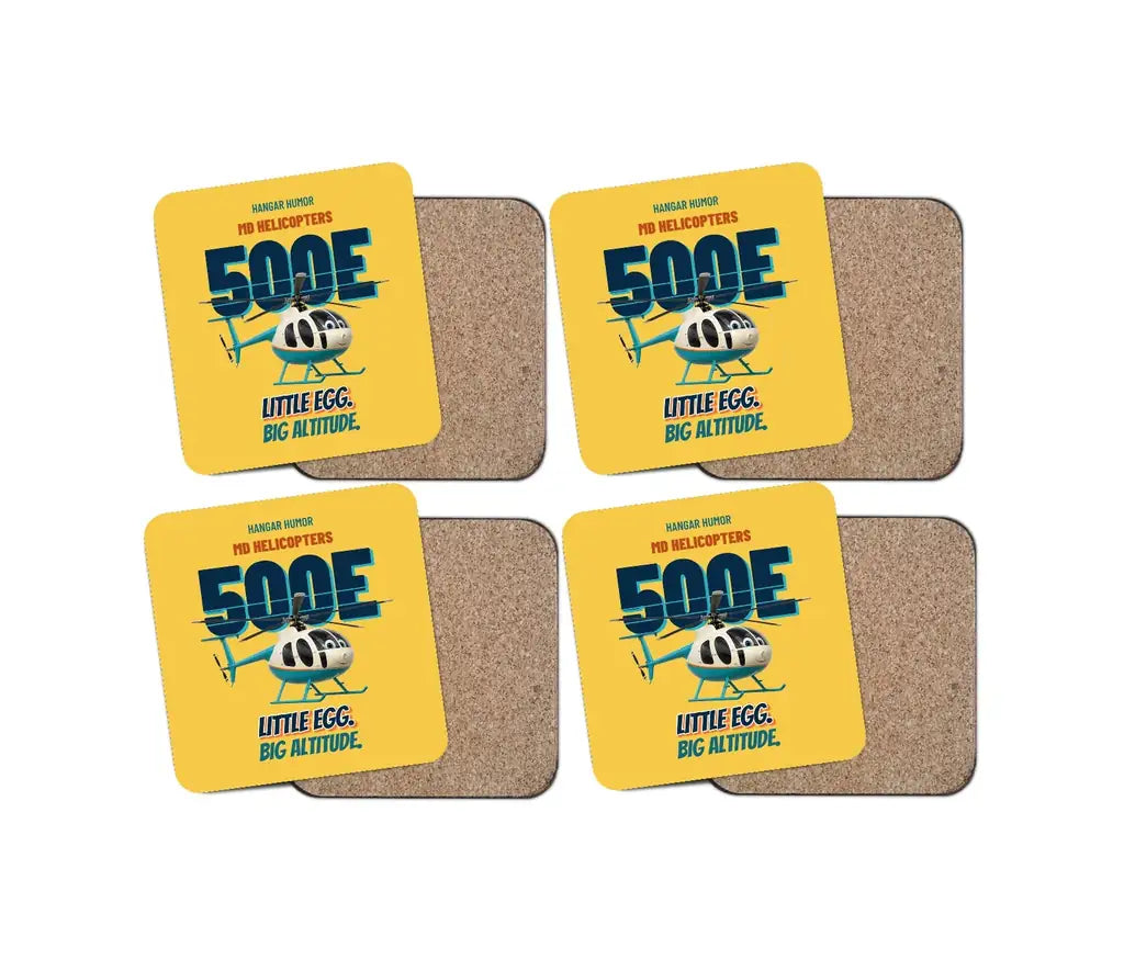 MD Helicopters MD 500E - Little egg. Big altitude. design on yellow 4 pieces set coaster
