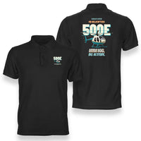 Thumbnail for MD Helicopters MD 500E - Little egg. Big altitude. design on black polo t-shirt