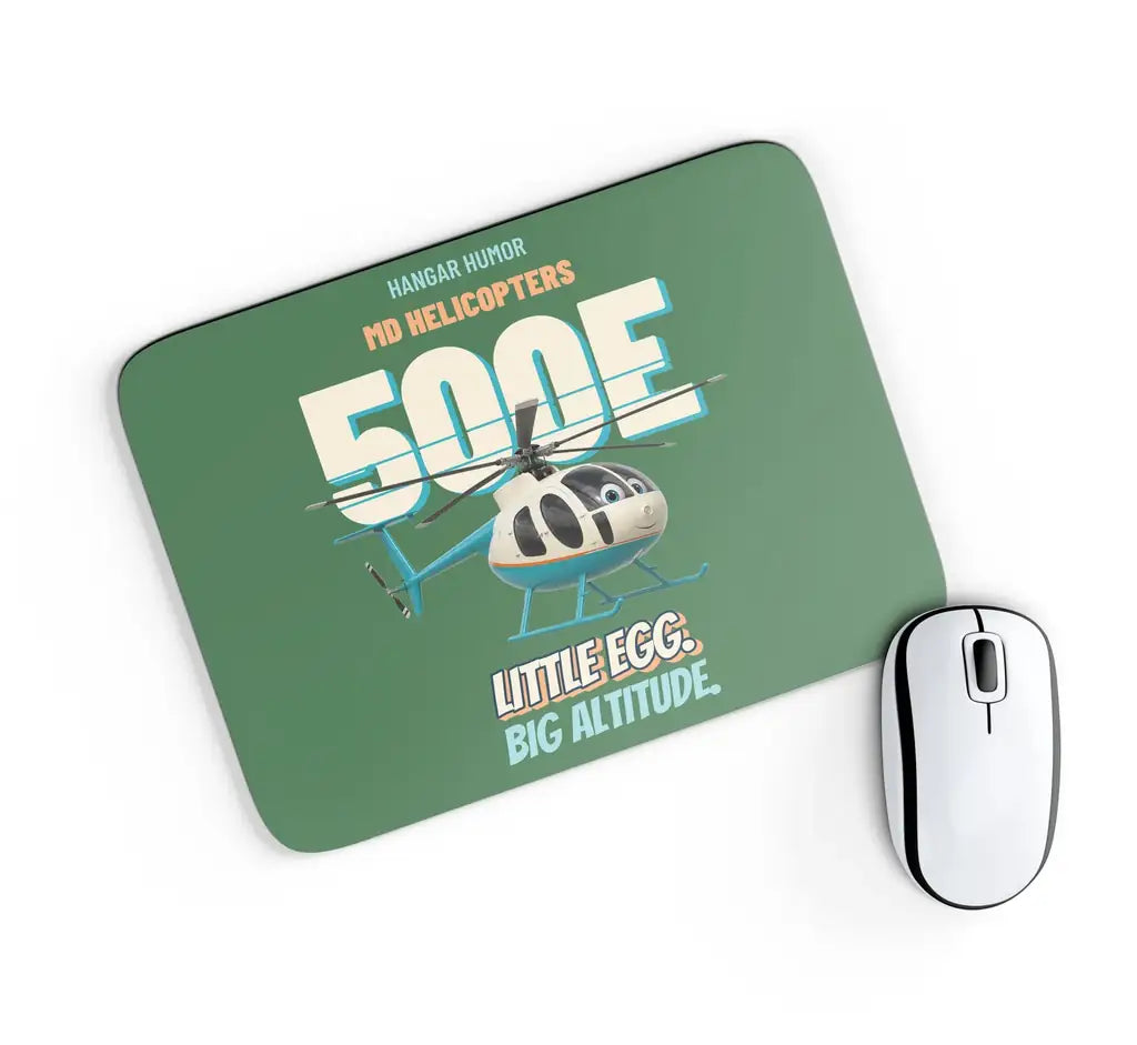 MD Helicopters MD 500E - Little egg. Big altitude. design on green rectangle mouse pad