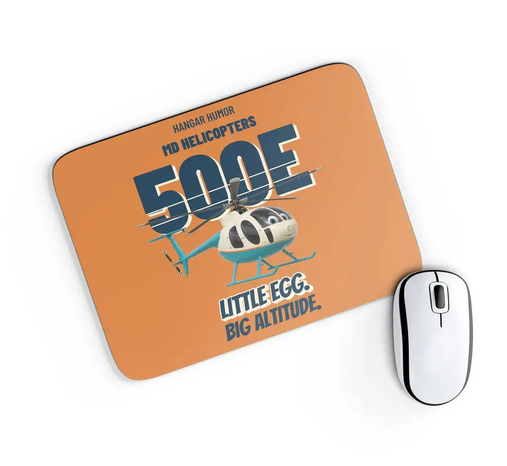 MD Helicopters MD 500E - Little egg. Big altitude. design on orange rectangle mouse pad