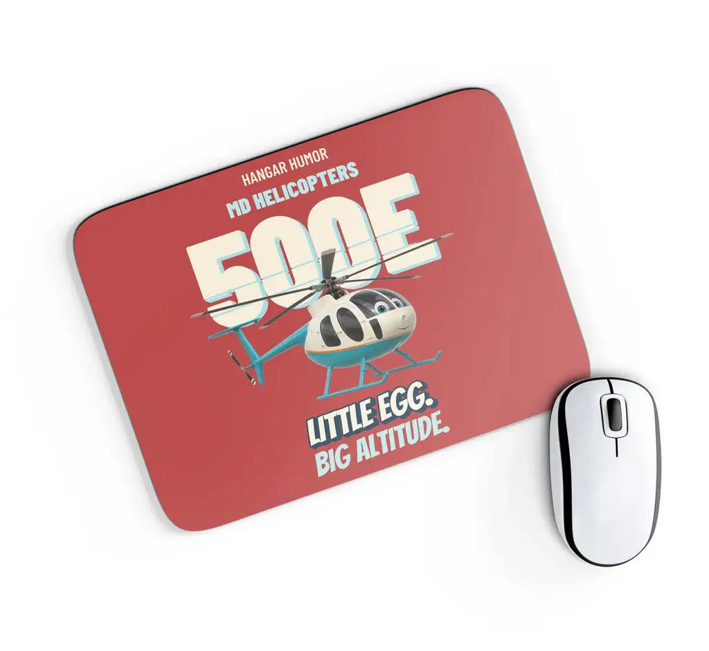 MD Helicopters MD 500E - Little egg. Big altitude. design on red rectangle mouse pad