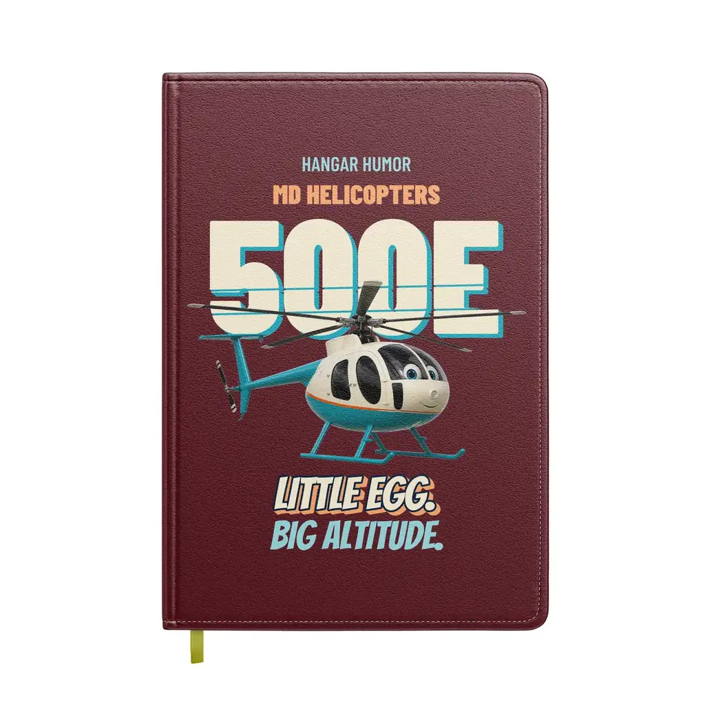 MD Helicopters MD 500E - Little egg. Big altitude. design on dark red notebook