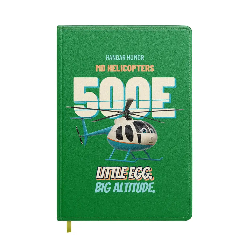 MD Helicopters MD 500E - Little egg. Big altitude. design on green notebook