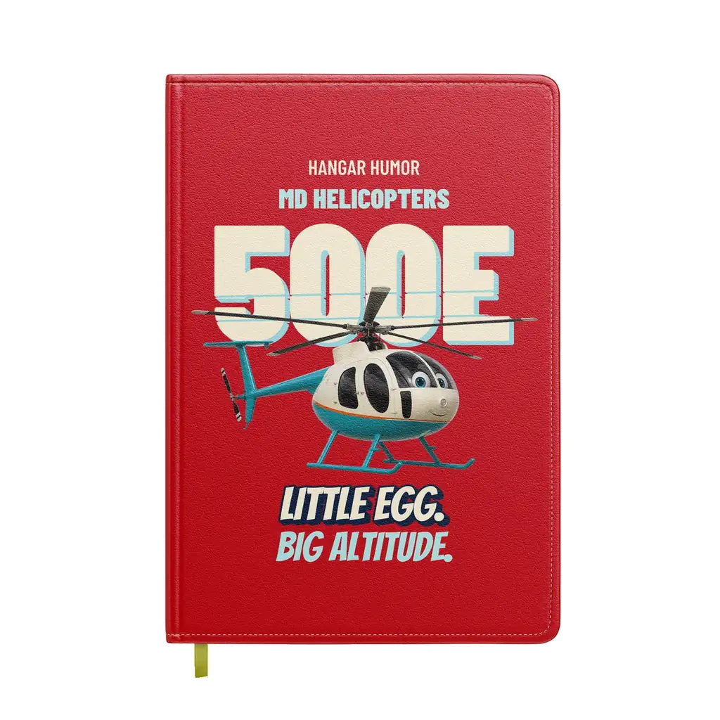 MD Helicopters MD 500E - Little egg. Big altitude. design on red notebook