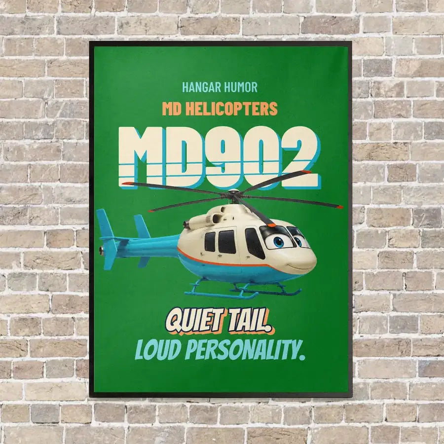 MD Helicopters MD 902 Explorer - Quiet tail. Loud personality. vertical canvas print - framed - green background