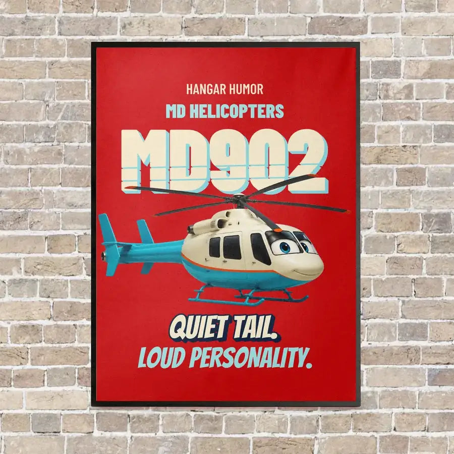 MD Helicopters MD 902 Explorer - Quiet tail. Loud personality. vertical canvas print - framed - red background