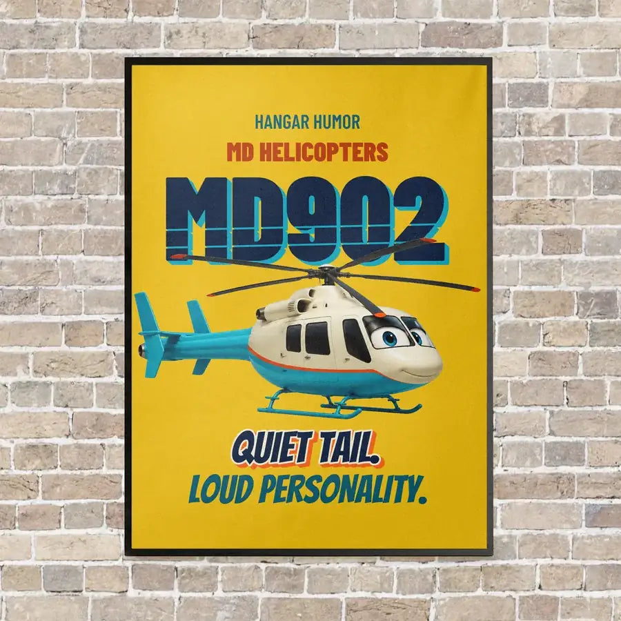 MD Helicopters MD 902 Explorer - Quiet tail. Loud personality. vertical canvas print - framed - yellow background