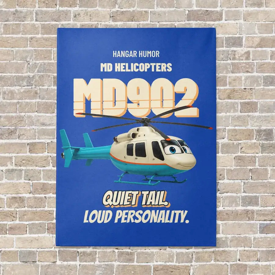 MD Helicopters MD 902 Explorer - Quiet tail. Loud personality. vertical canvas print - no frame - blue background