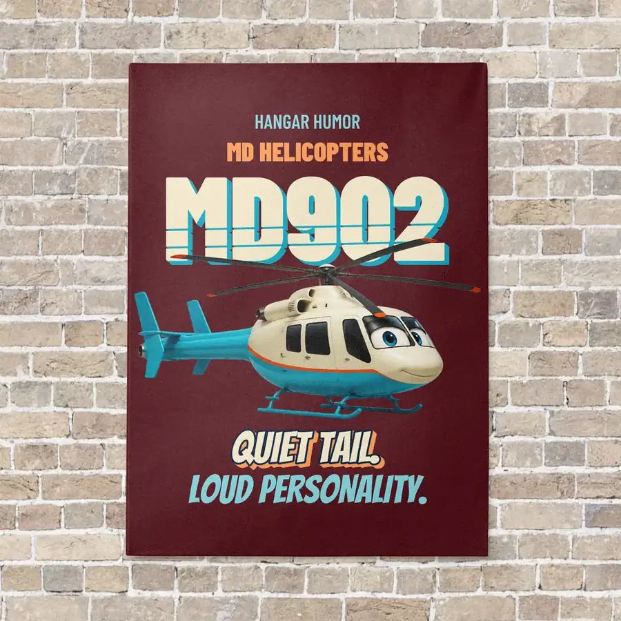 MD Helicopters MD 902 Explorer - Quiet tail. Loud personality. vertical canvas print - no frame - dark red background