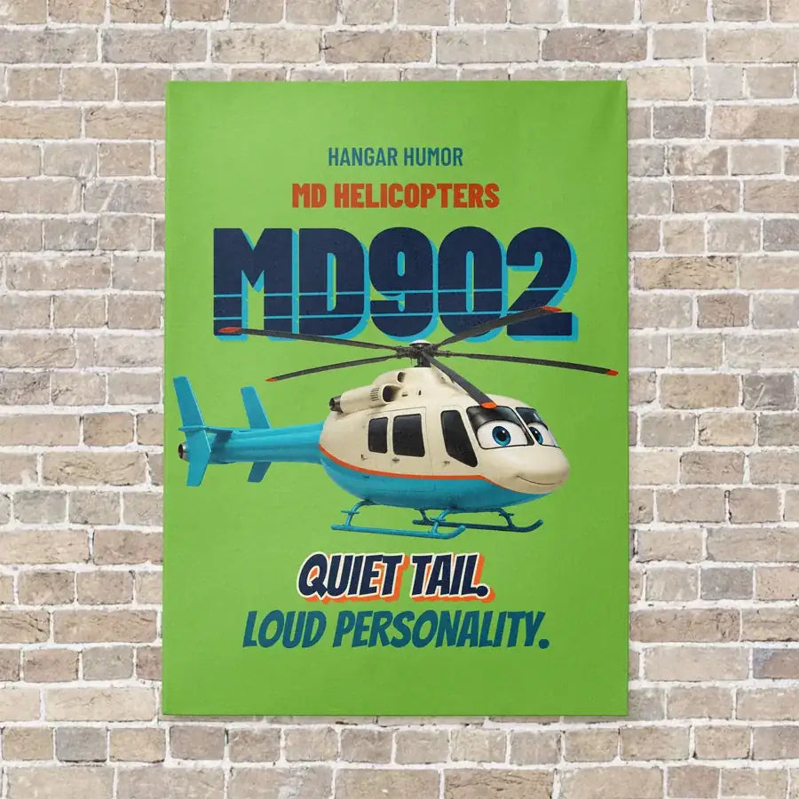 MD Helicopters MD 902 Explorer - Quiet tail. Loud personality. vertical canvas print - no frame - light green background